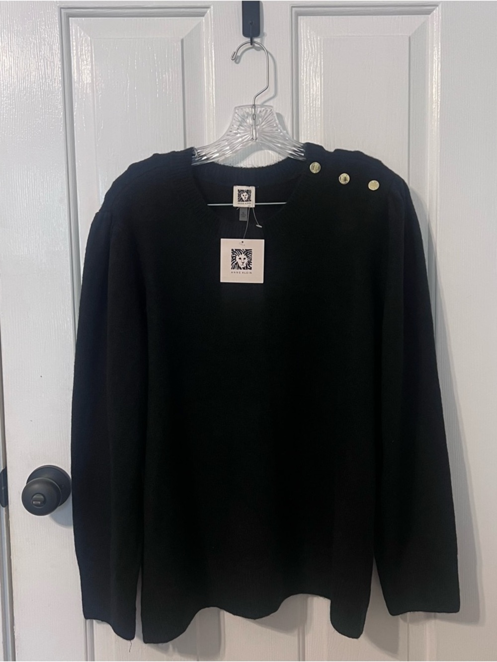 Anne Klein Black Sweater with Gold Button Details